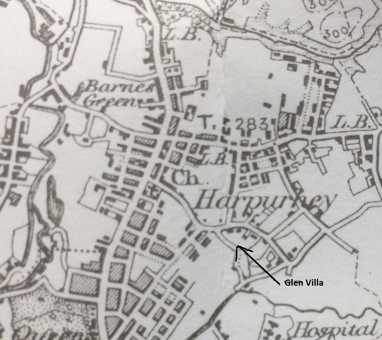 Harpurhey in 1896 from 1-inch OS map  - Alan Godrey sheet 85 and National Library of Scotland