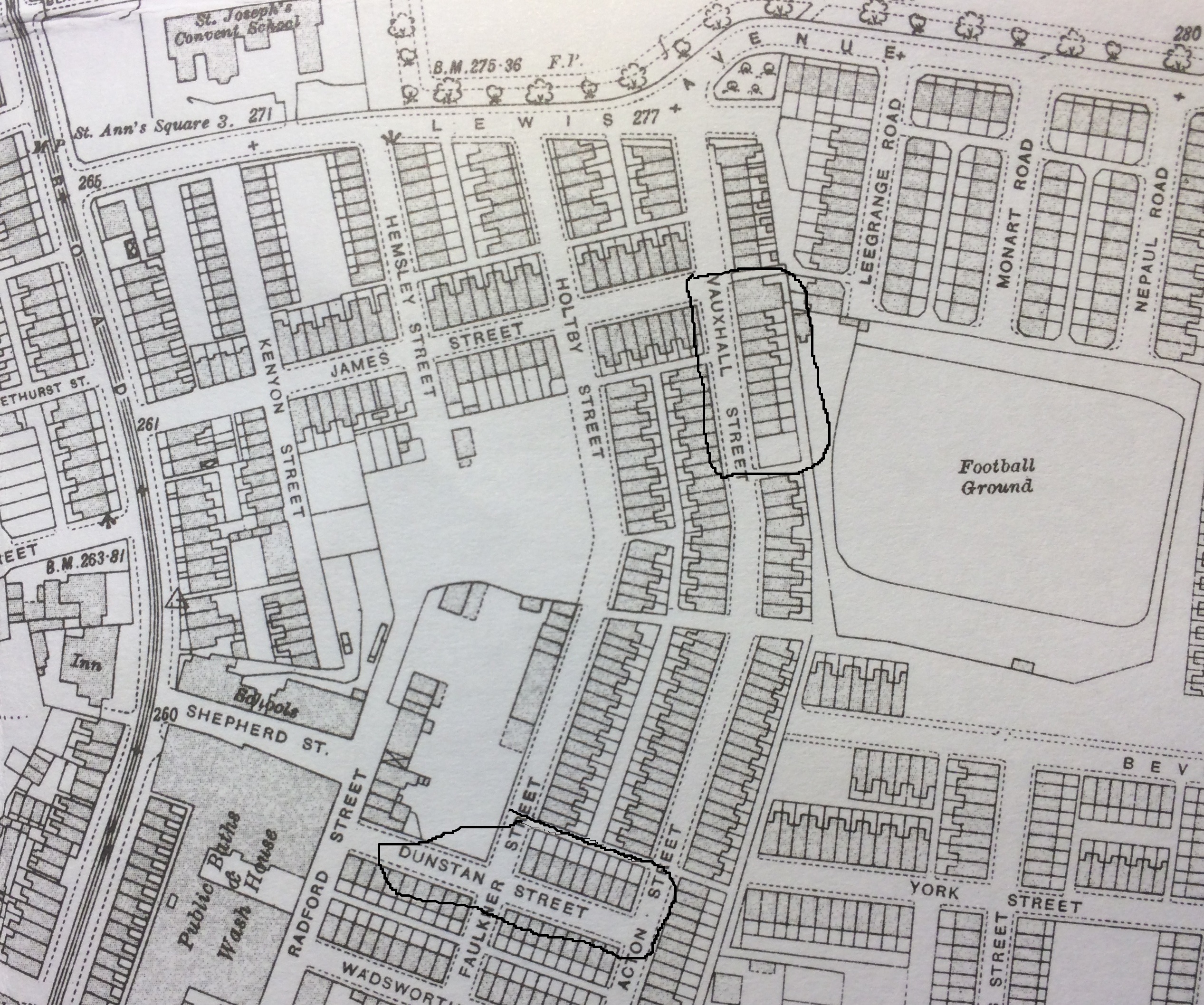 Blackley map in 1915  - Alan Godrey sheet 96-15 and National Library of Scotland