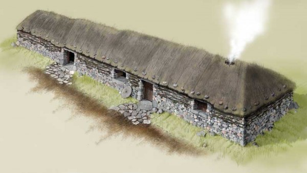Artist's impression of longhouse at Caen, Timespan.org
