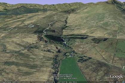 aerial photograph towards head of Glen Fruin