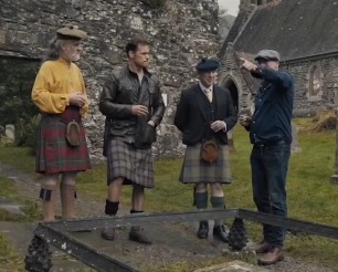 Peter, Sam, Donald and Graham at Rob Roy's grave with thanks to the STARZ production Men in Kilts